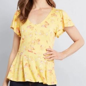 ModCloth My Favourite Flutter Peplum Top